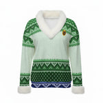 LCC KNITTED GRREN Women's Faux Knit V-Neck Sweater