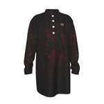HIEROGLYPH RED Men's Stand-up Collar Long Shirt