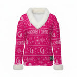 UGLY XMAS PINK Women's Faux Knit V-Neck Sweater