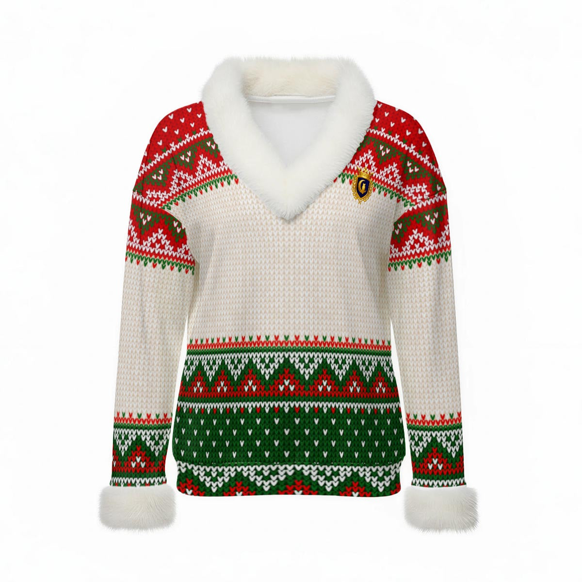 LCC KNITTED XMAS Women's Faux Knit V-Neck Sweater