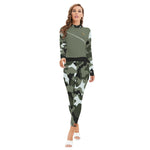 CAMOUFLAGE GREY Women's Long-sleeved Jumpsuit With Zipper