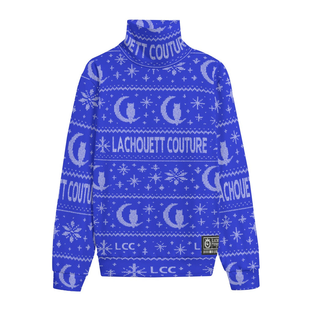 UGLY XMAS BLUE Unisex Turtleneck Knitted Sweater