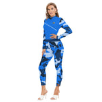CAMOUFLAGE BLUE Women's Long-sleeved  Jumpsuit