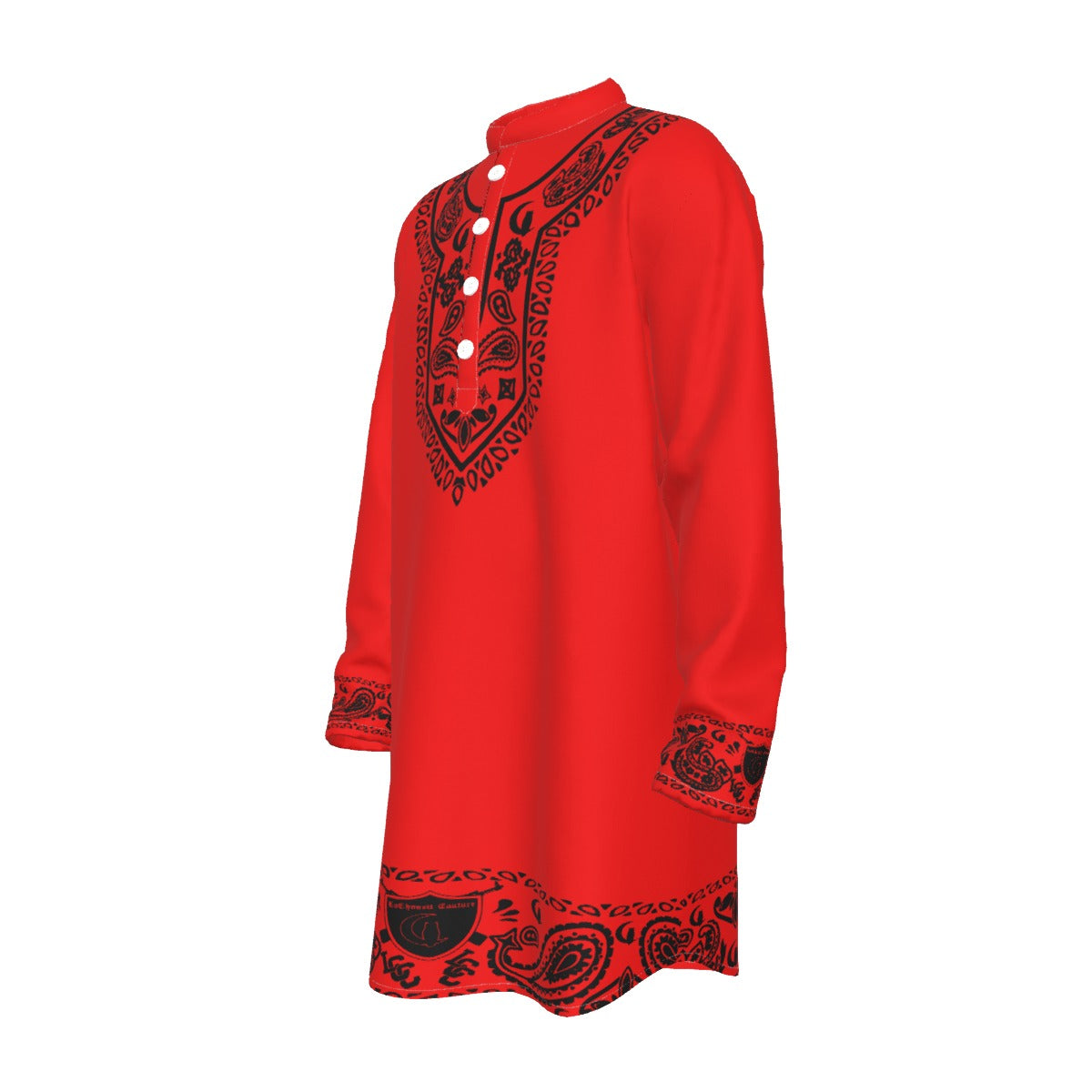BANDANA SHIKI RED Men's Stand-up Collar Long Shirt