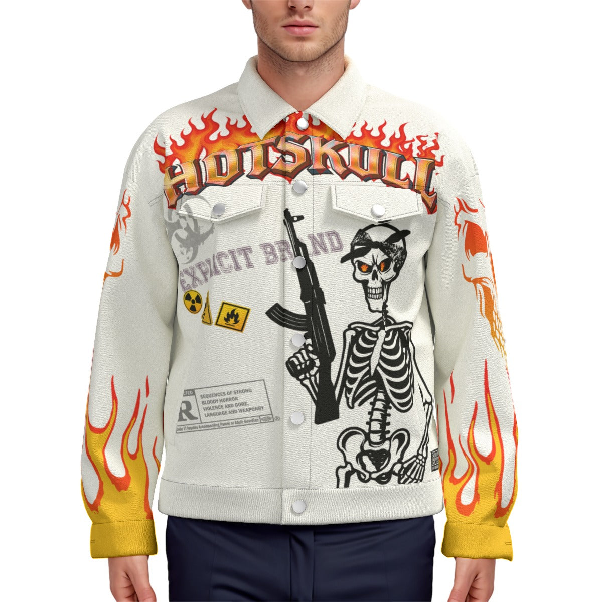 HOTSKULL WHT Unisex Lapel Jacket