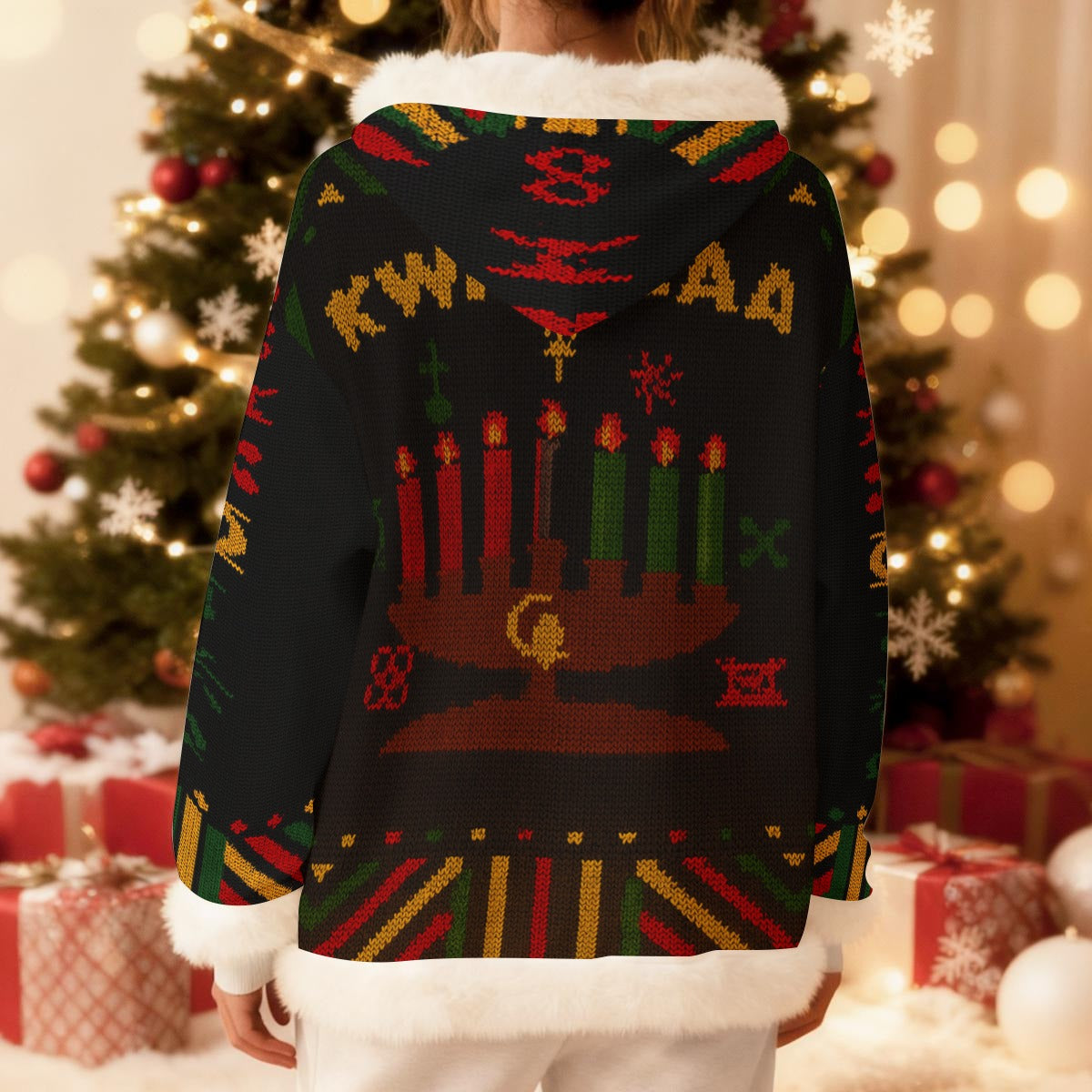 HAPPY KWANZAA BLC Women's  Hoodie With Decorative Trim