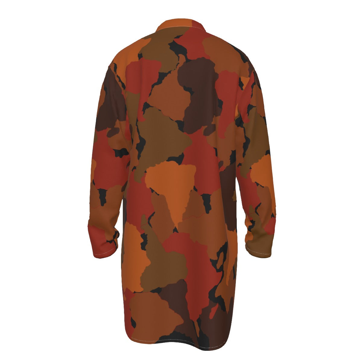 DIASPORA CAMO BRWN Men's Stand-up Collar Long Shirt