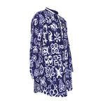 ADINKRA MX BLUE Men's Stand-up Collar Long Shirt