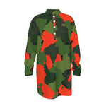 DIASPORA CAMO KAKI Men's Stand-up Collar Long Shirt