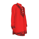 BANDANA SHIKI RED Men's Stand-up Collar Long Shirt
