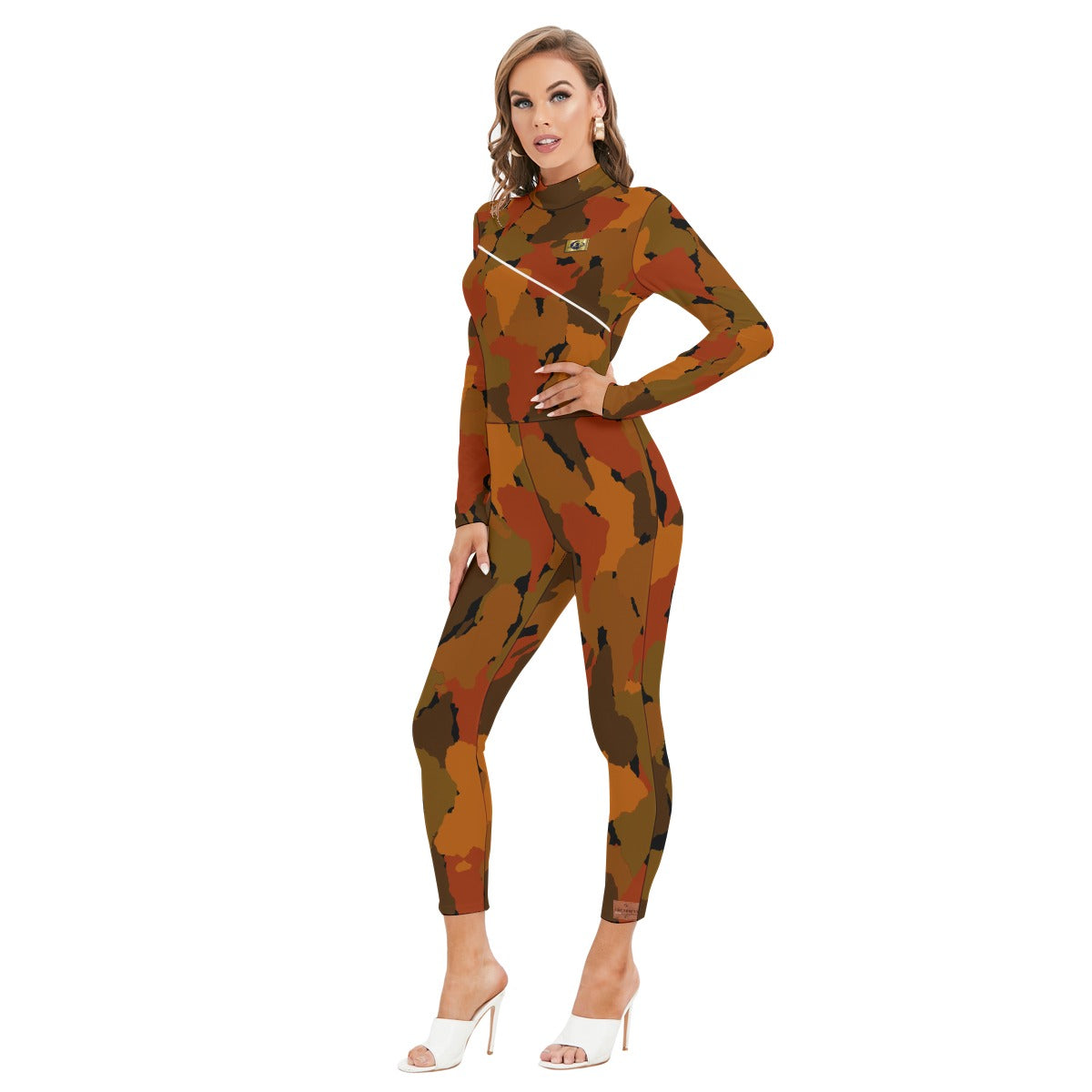 DIASPO CAMOUFLAGE BRWN Women's Long-sleeved Jumpsuit