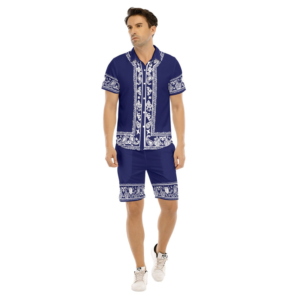 BANDANA DASHIKI NAVY Men's Short Sleeve Shirt Set