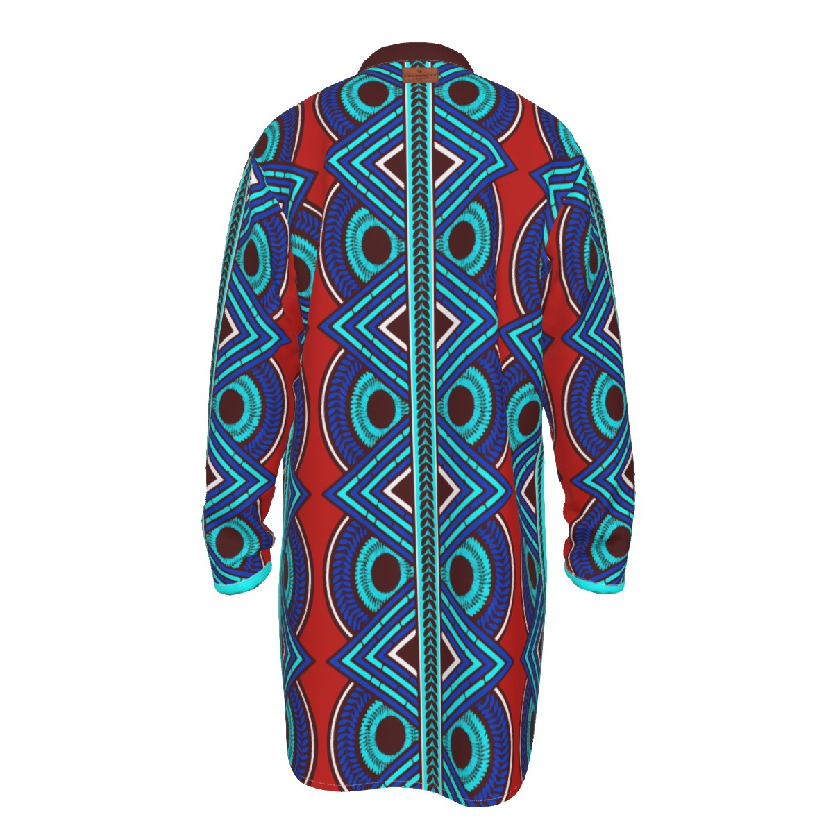 KAMA PATTERN RED Men's Stand-up Collar Long Shirt