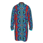 KAMA PATTERN RED Men's Stand-up Collar Long Shirt