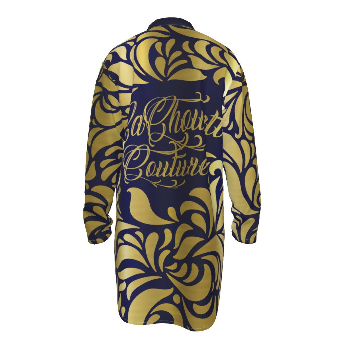 GORGIOUS BLUE Men's Stand-up Collar Long Shirt