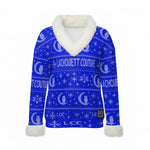 UGLY XMAS BLUE Women's Faux Knit V-Neck Sweater