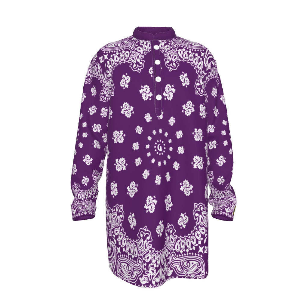 BANDANA GRAPES Men's Stand-up Collar Long Shirt