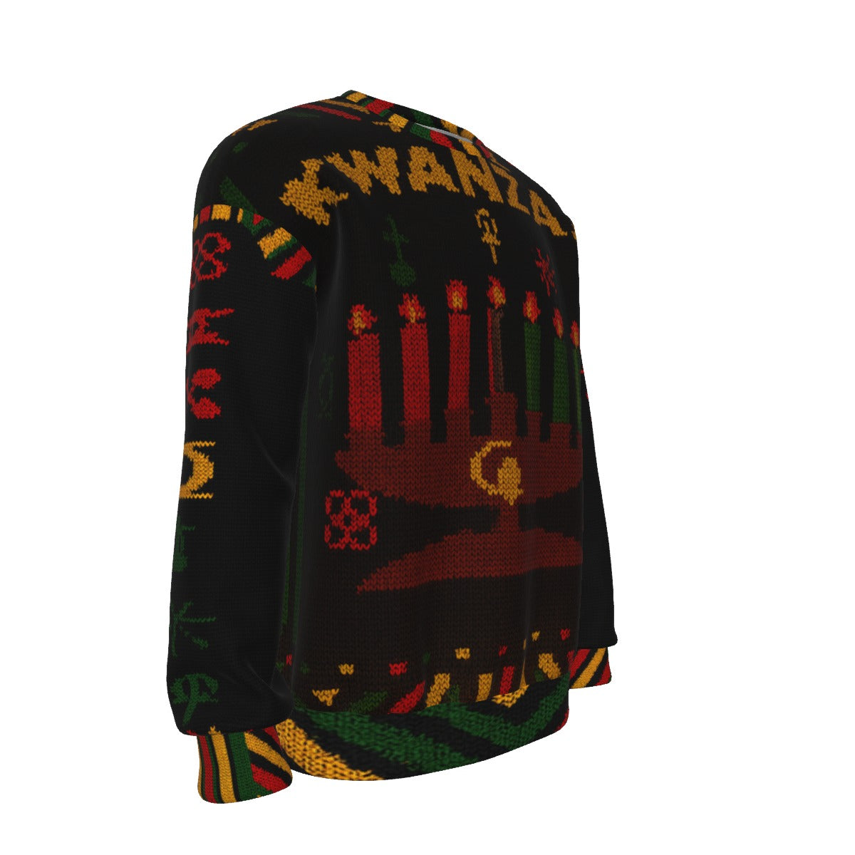 HAPPY KWANZAA BLC Unisex Drop-shoulder Knitted Fleece Sweater