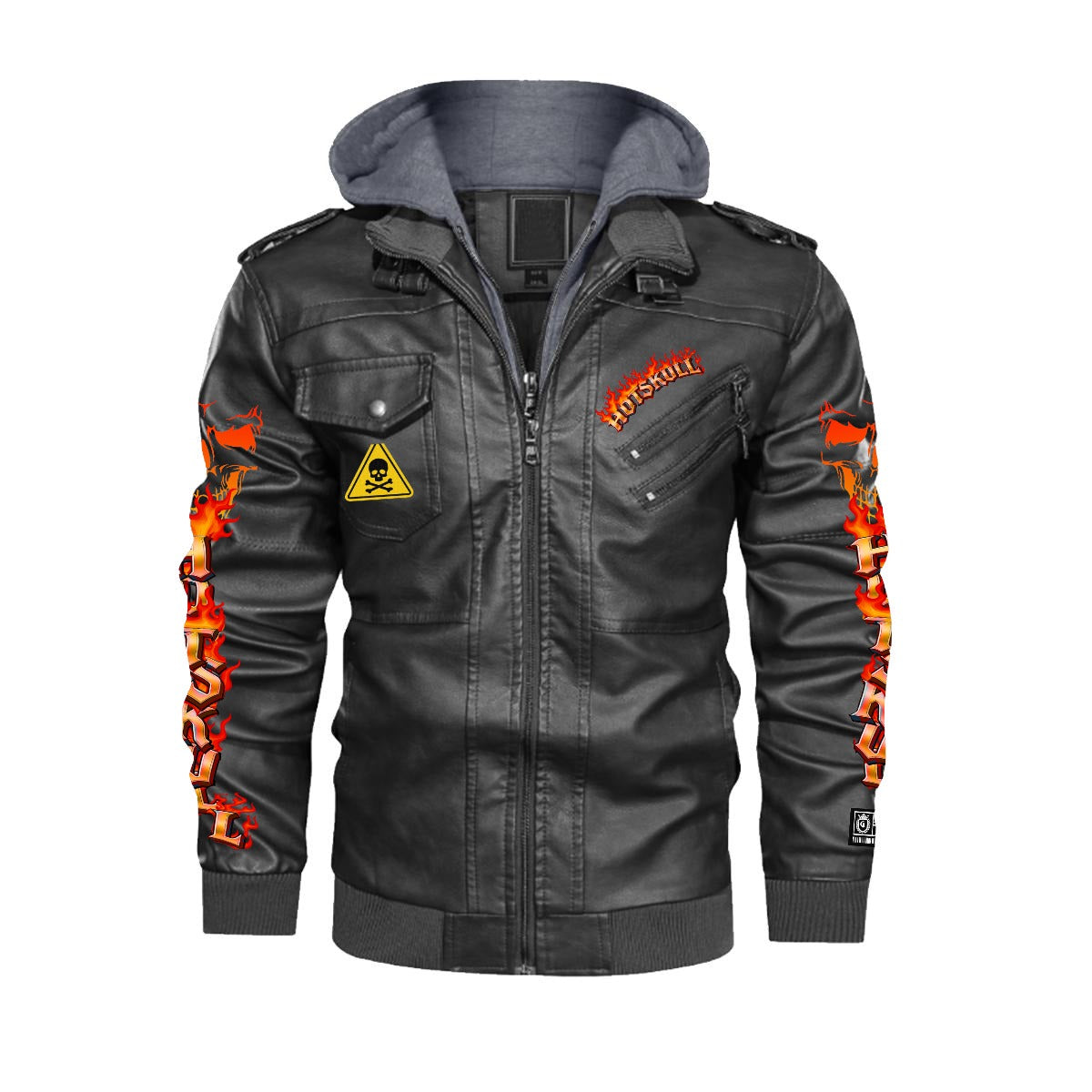 HOTSKULL Men's Zip Leather Jacket |DTF