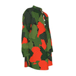 DIASPORA CAMO KAKI Men's Stand-up Collar Long Shirt