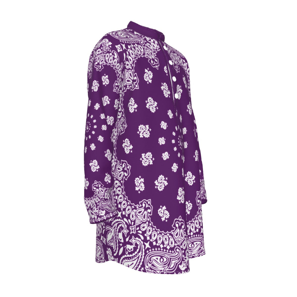 BANDANA GRAPES Men's Stand-up Collar Long Shirt