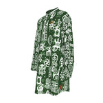 ADINKRA MX GREEN Men's Stand-up Collar Long Shirt