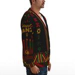 HAPPY KWANZAA BLC Unisex V-neck Knitted Fleece Cardigan With Button Closure