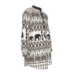 ELEPHANT ORNEMENT Men's Stand-up Collar Long Shirt