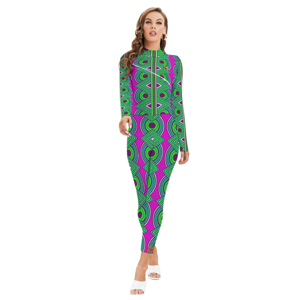 AFRICAN ELITE PURPLE Women's Long-sleeved  Jumpsuit