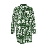 ADINKRA MX GREEN Men's Stand-up Collar Long Shirt