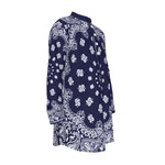 BANDANA NAVY BLUE Men's Stand-up Collar Long Shirt