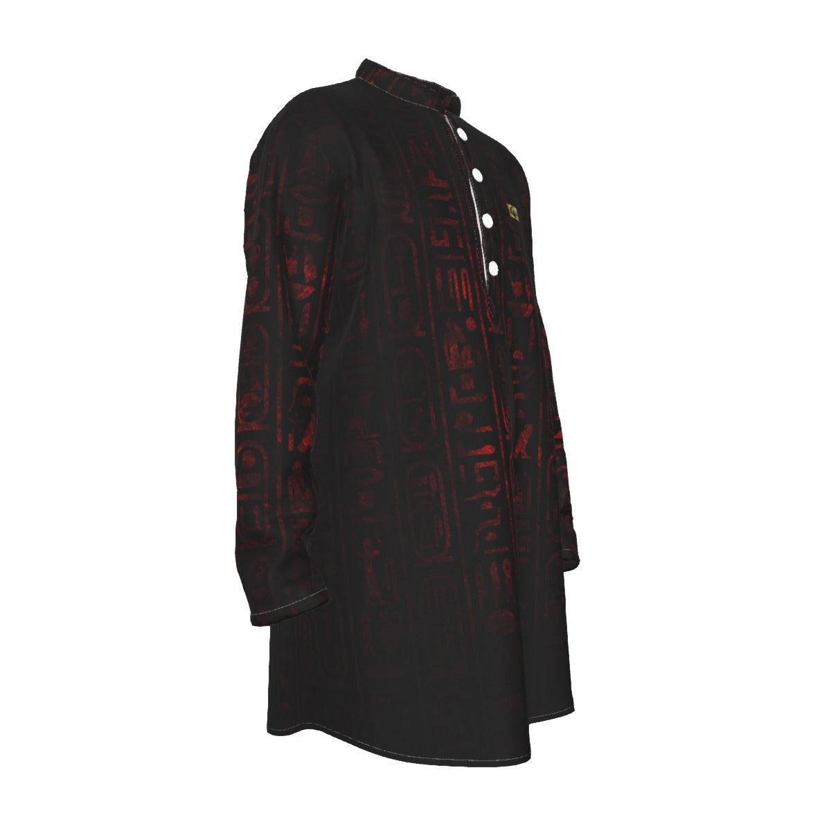 HIEROGLYPH RED Men's Stand-up Collar Long Shirt