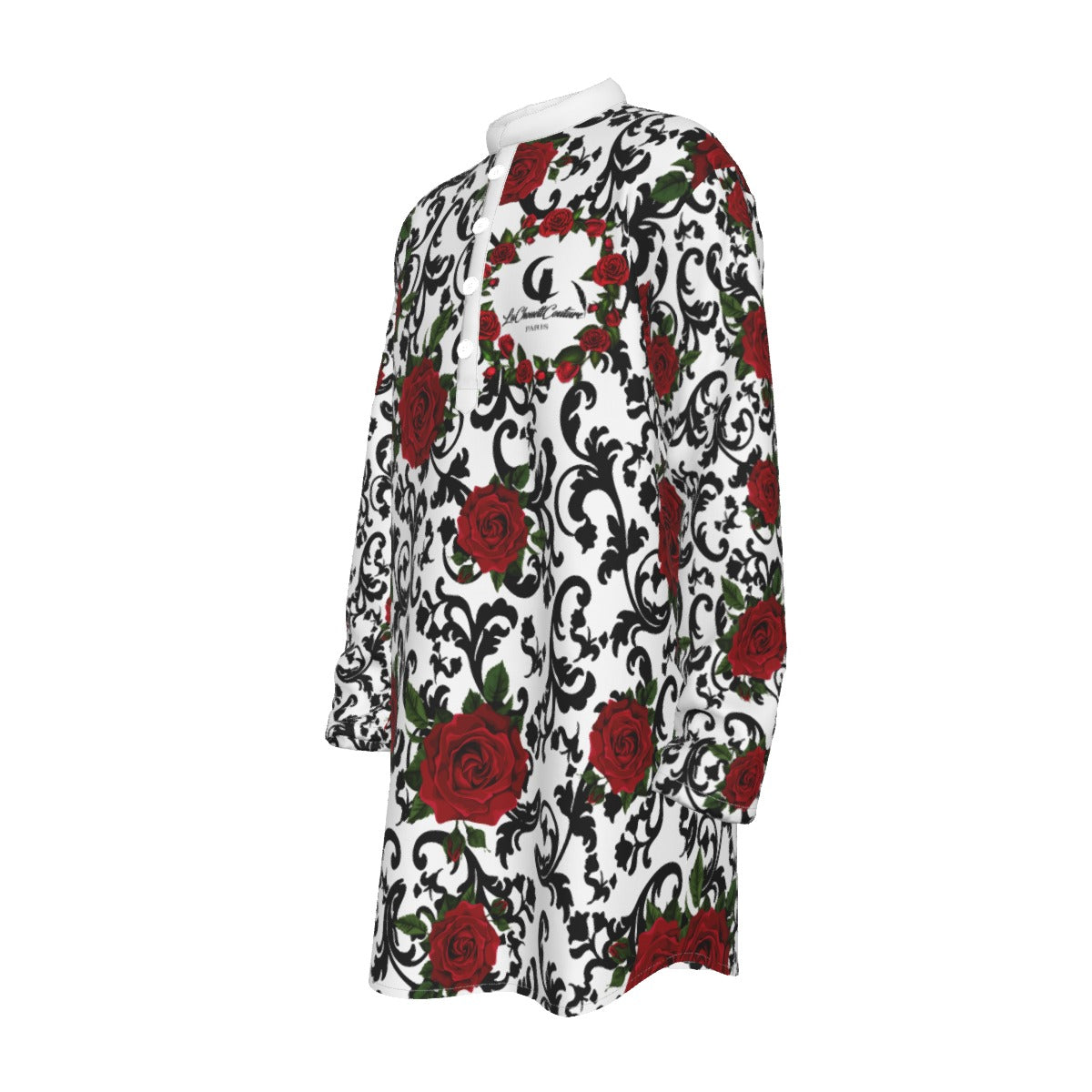 RED ROSES Men's Stand-up Collar Long Shirt