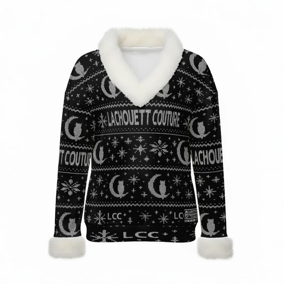 UGLY XMAS Women's Faux Knit V-Neck Sweater