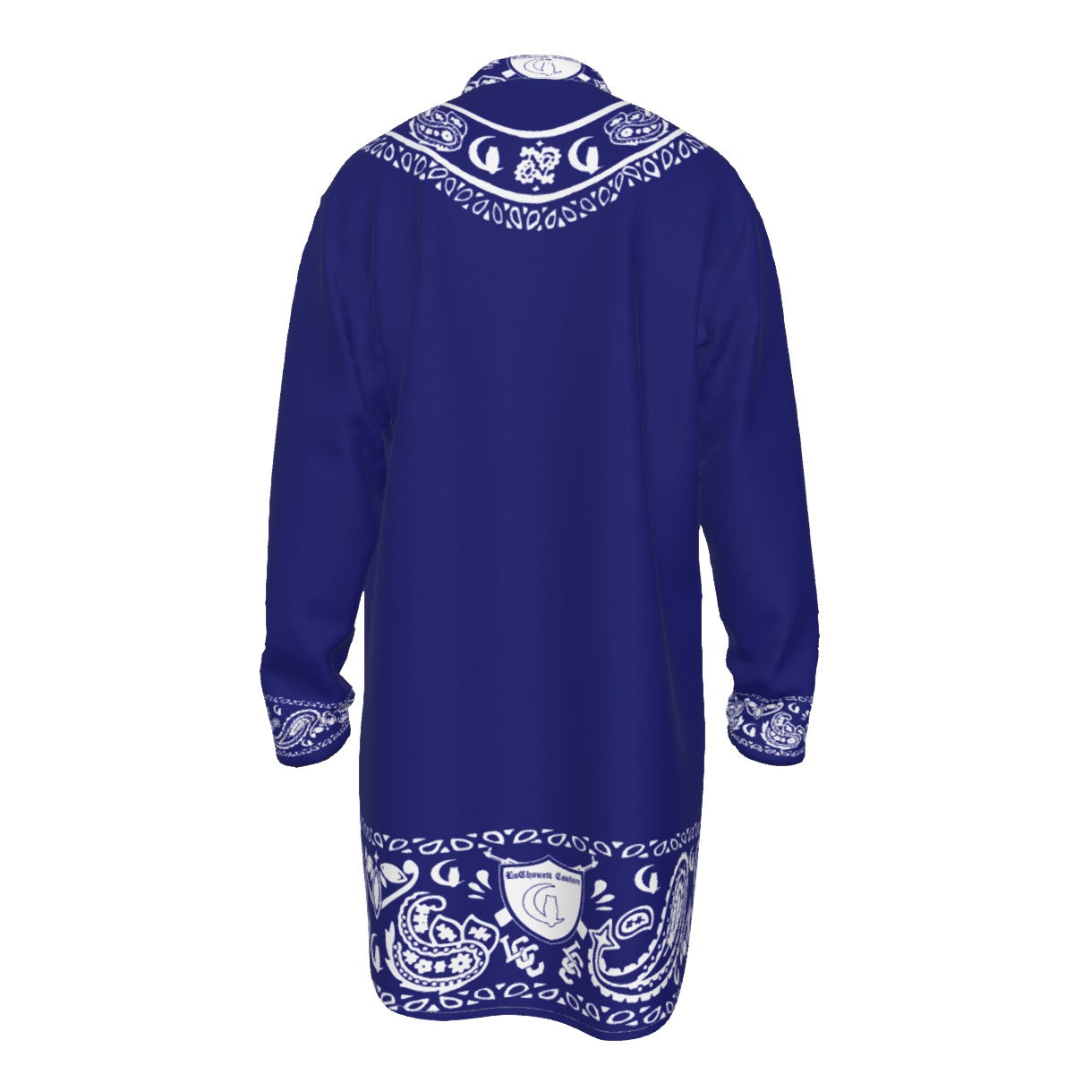 BANDANA SHIKI NAVY Men's Stand-up Collar Long Shirt