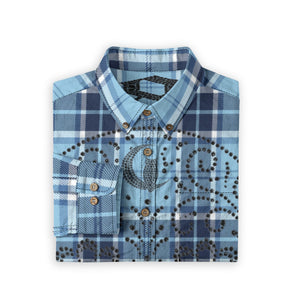LOS CRIMINALES SKYBLUE Men's Casual  Long Sleeve Shirt Cotton