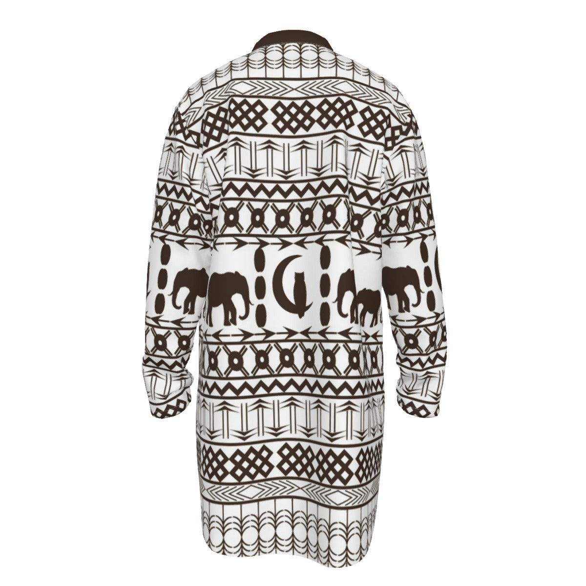 ELEPHANT ORNEMENT Men's Stand-up Collar Long Shirt