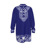 BANDANA SHIKI NAVY Men's Stand-up Collar Long Shirt