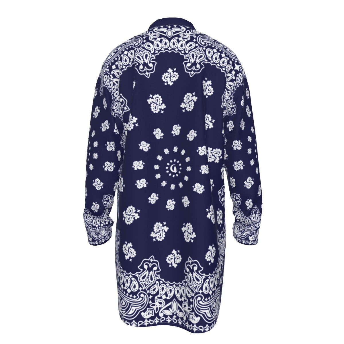 BANDANA NAVY BLUE Men's Stand-up Collar Long Shirt