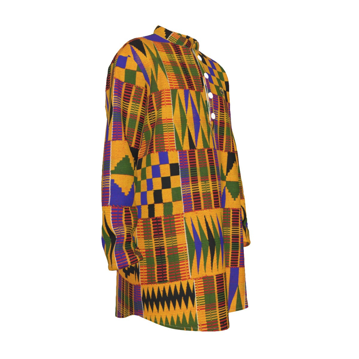 KENTE  Men's Stand-up Collar Long Shirt