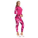 CAMOUFLAGE PINKISH Women's Long-sleeved Jumpsuit