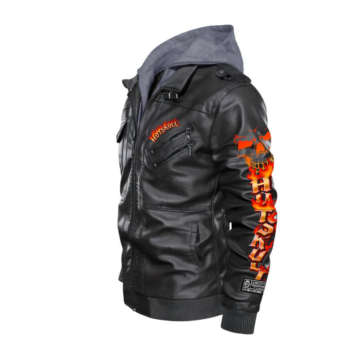 HOTSKULL Men's Zip Leather Jacket |DTF