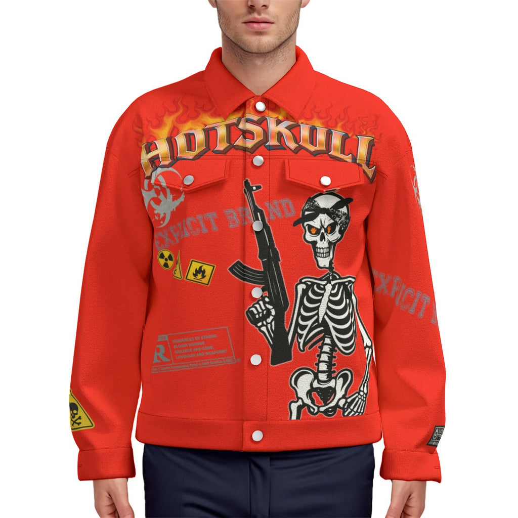 HOTSKULL RED Unisex Lapel Jacket | 245GSM Cotton