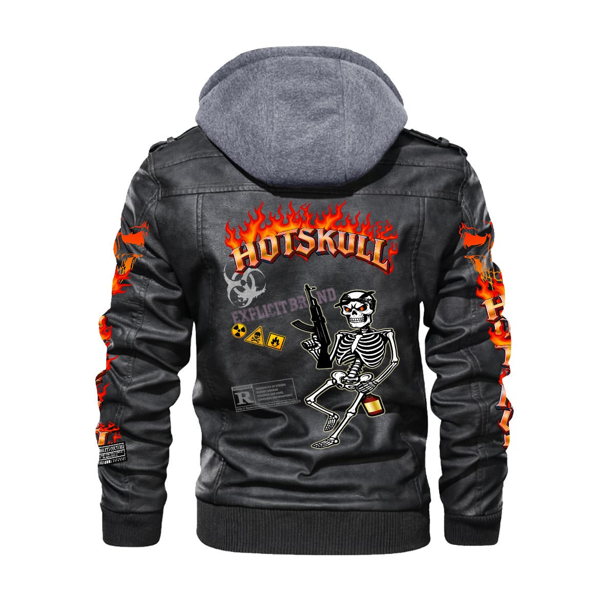 HOTSKULL Men's Zip Leather Jacket |DTF