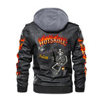 HOTSKULL Men's Zip Leather Jacket |DTF