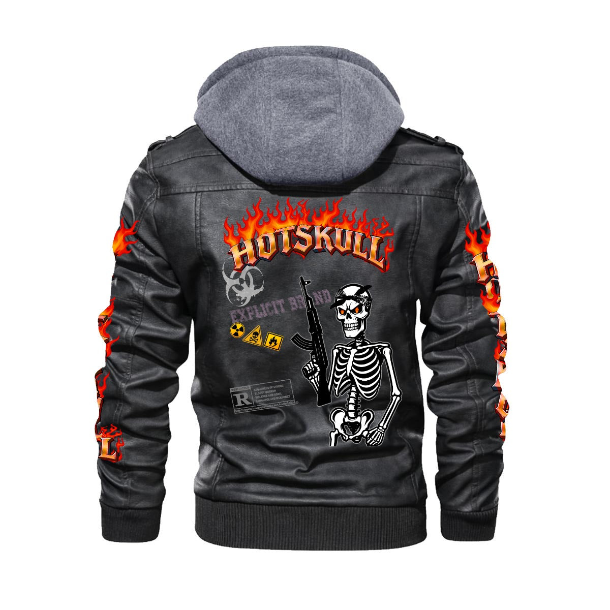 HOTSKULL Men's Zip Leather Jacket |DTF