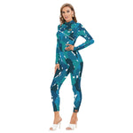 DIASPO CAMOU BLUE Women's Long-sleeved Jumpsuit