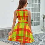 MADRAS V-Neck Sleeveless Dress