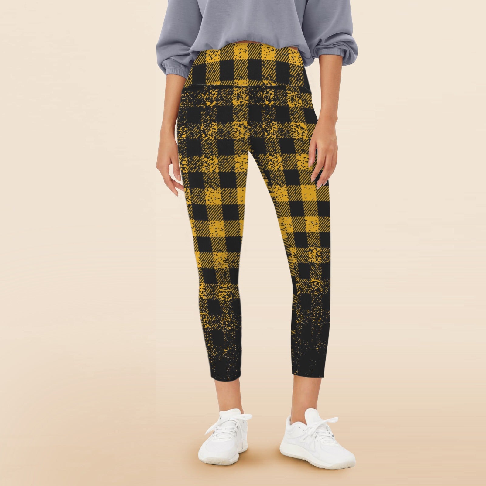 DUSTY PLAID Women's High Waist Pockets  Leggings