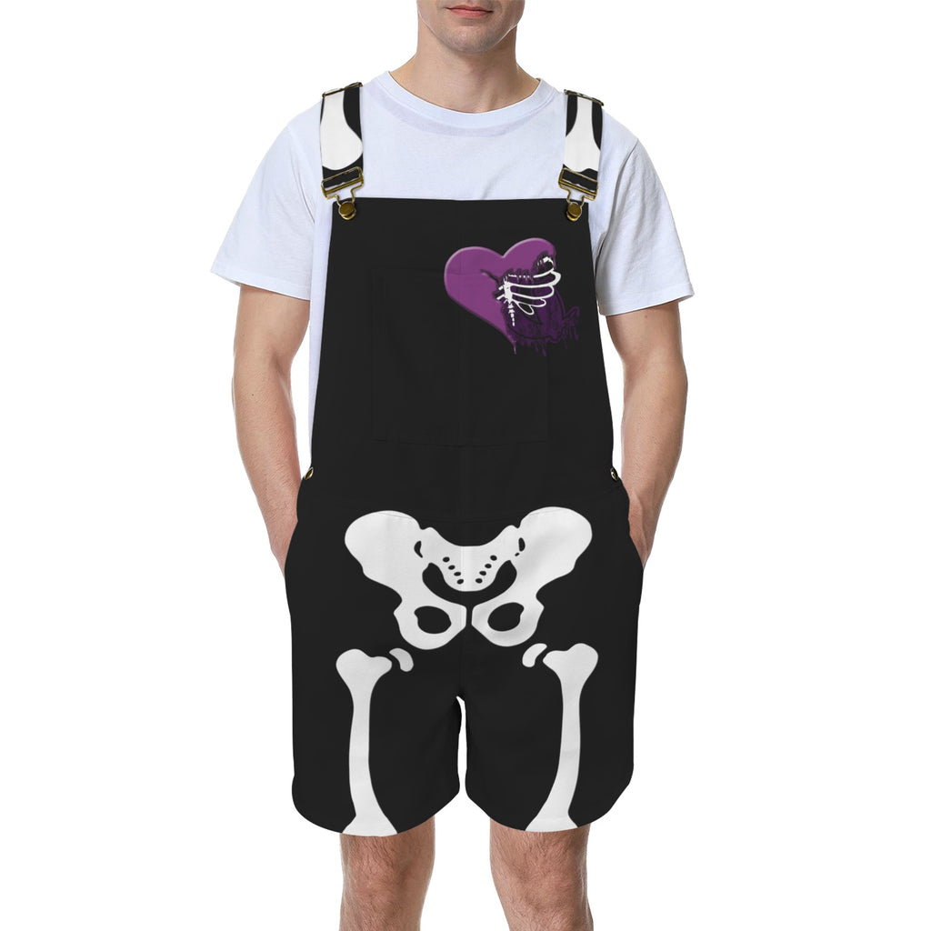 SKELETON Unisex Shorts Suspender Jumpsuit